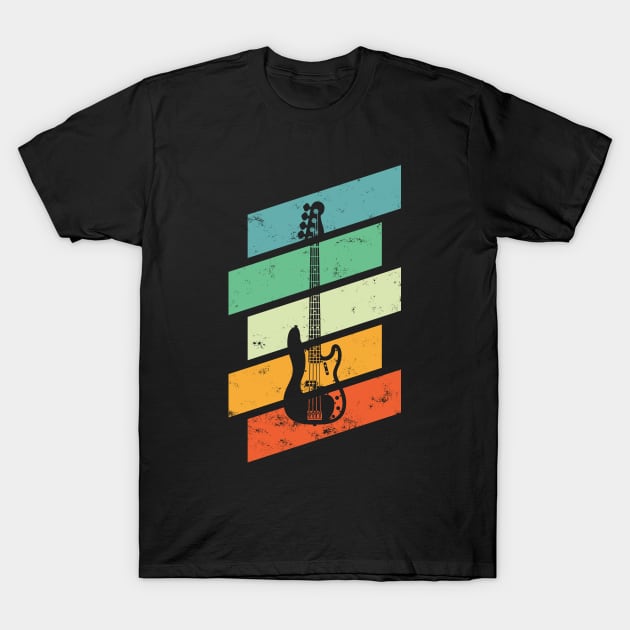 Vintage Style P-Style Bass Guitar Retro Colors T-Shirt by nightsworthy